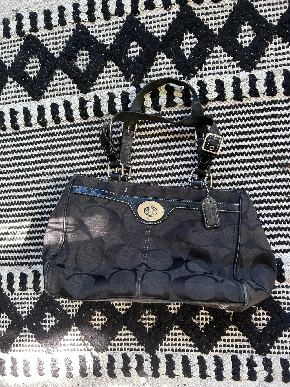 Vintage Coach Black Signature Satchel